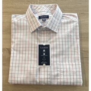 Club Room Men's 16.5 34/35 Dress Shirt Regular Fit Red White & Blue Check NEW